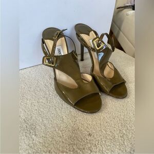 Jimmy Choo Olive Green Patent Leather Heels